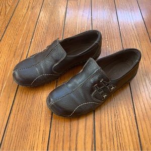 Dark Brown Clarks Leather Clogs Size 7